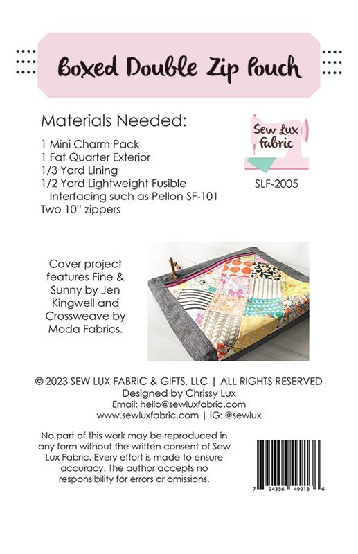 Boxed Double Zip Pouch Pattern
