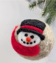Wool Snowman Felted Ornament White