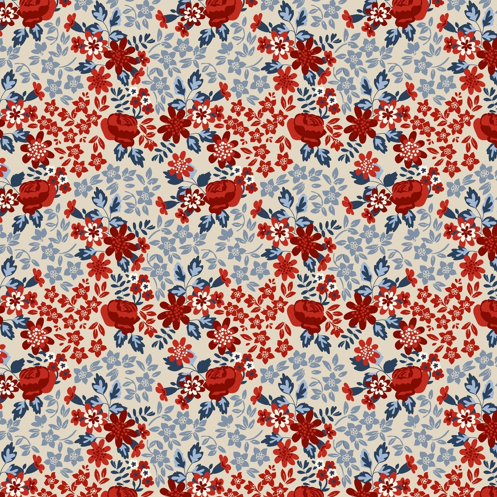 Stripes and Stars Rose Floral Antique Multi