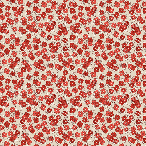 [W140-008-030] Stripes and Stars Small Floral Red