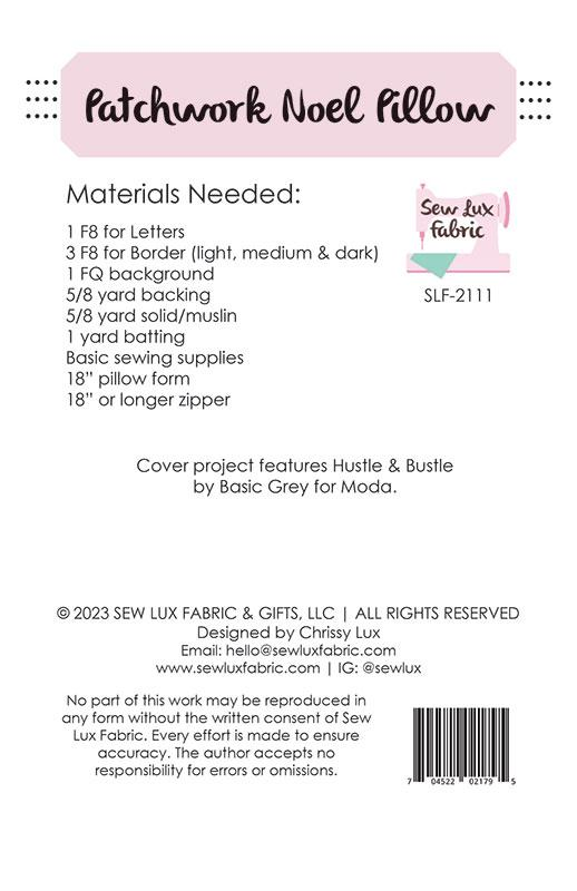 Patchwork Noel Pillow Patten