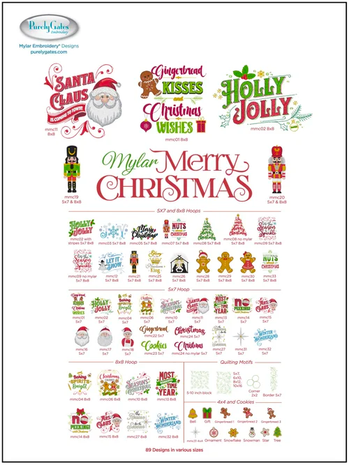 Mylar Merry Christmas Machine Embroidery