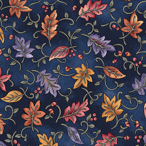 Autumn Breeze Dancing Leaves Navy