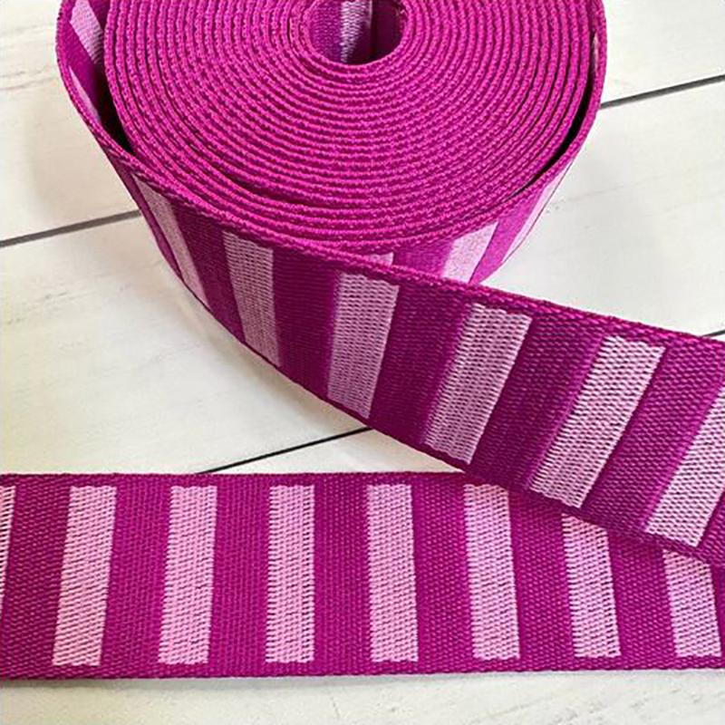 Bold Stripe 1.5" Webbing Berry/Peony