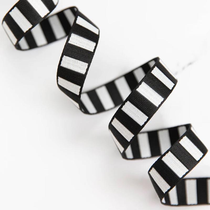 Bold Stripe 1" Webbing Black/White
