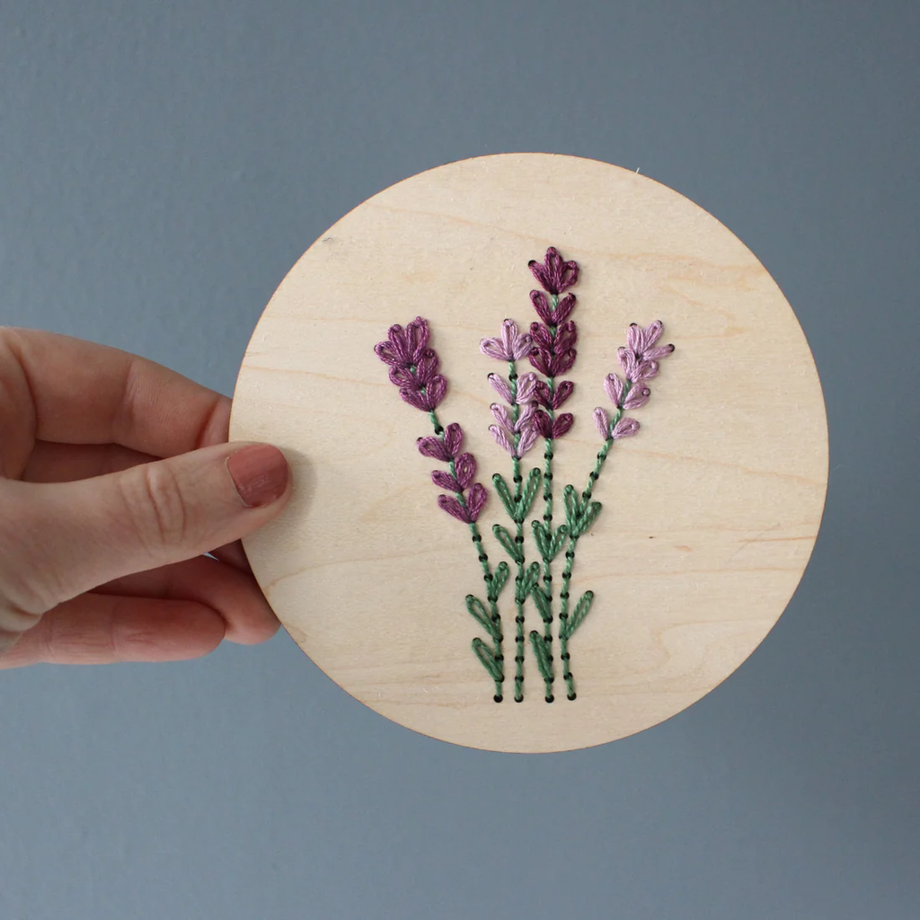 Lavender Sprigs Wooden Embroidery Kit