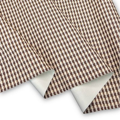 Faux Leather Brown Houndstooth Plaid