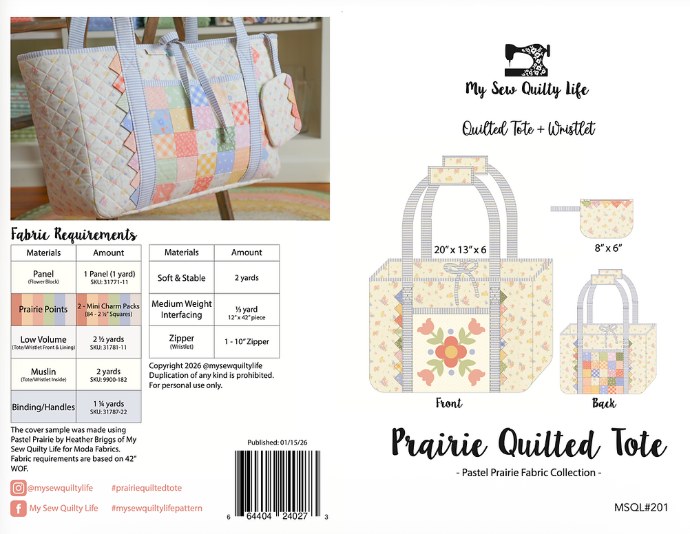 Prairie Quilted Tote Pattern