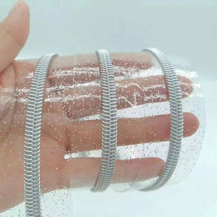 Clear Holographic Sparkle Vinyl #5 Zipper Silver Teeth
