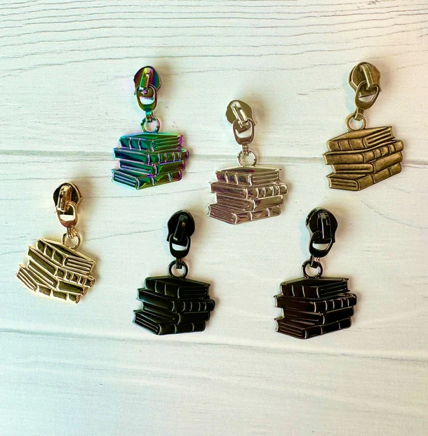 Book Stack Zipper Pulls