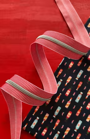 Red Stripe with Nickel Zipper Teeth