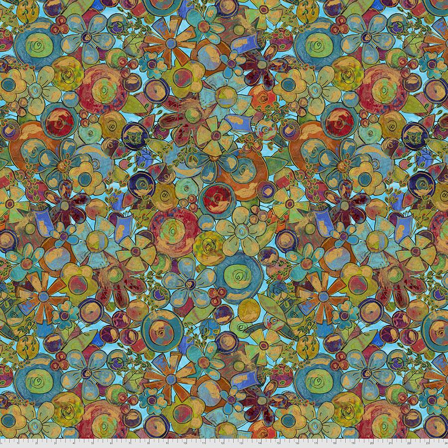 108" Wide Flourish Tossed Flowers Teal