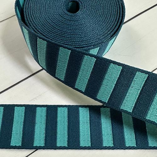 [SSCWEB07] Bold Stripe 1.5" Webbing Peacock/ Turquoise