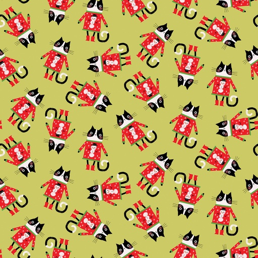 [16236-44] Meowy Christmas Lime Cat in Sweater