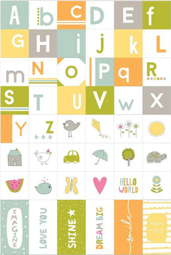 [55678 11P] Shine Panel &  Alphabet Soup Pattern