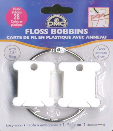[6105-12] Plastic Floss Bobbins and Ring