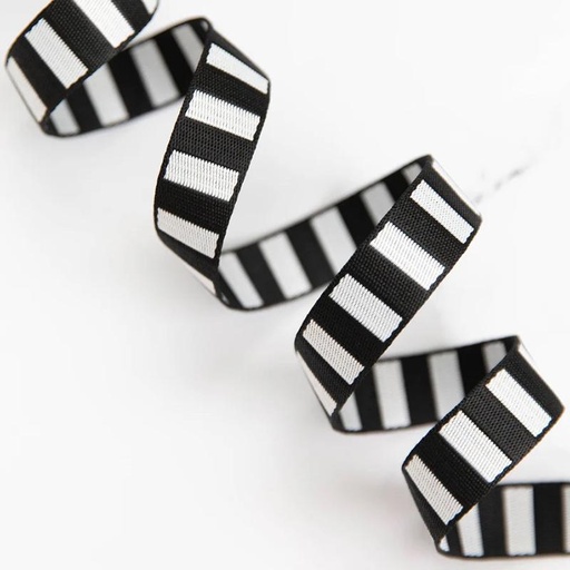 [SSCWEB12] Bold Stripe 1" Webbing Black/White
