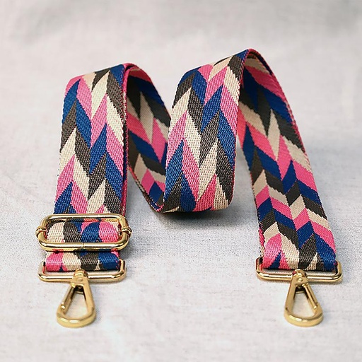 [M06941U040001] Shoulder Strap with Hardware Pink/Blue/Taupe