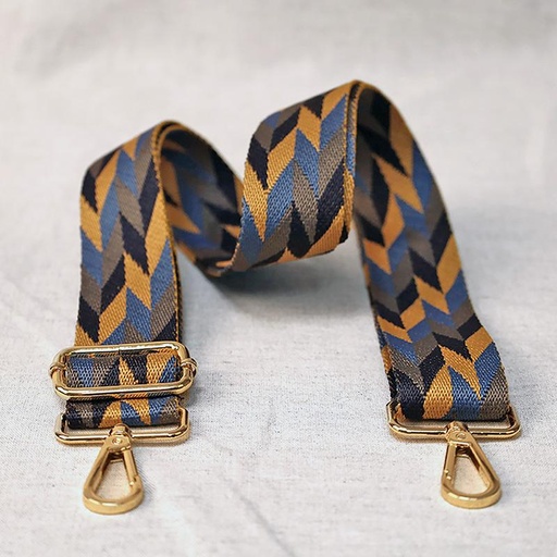 [M06941U040002] Shoulder Strap with Hardware Blue/Gray/Taupe