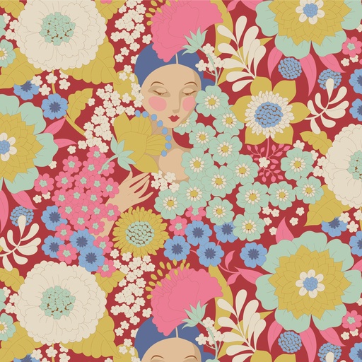 [100606] Tilda Wallflower Burgundy