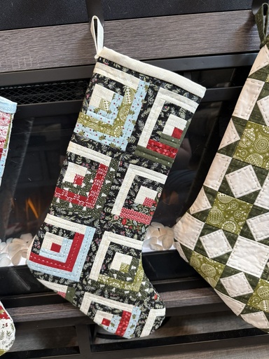 Merry Stockings Log Cabin
