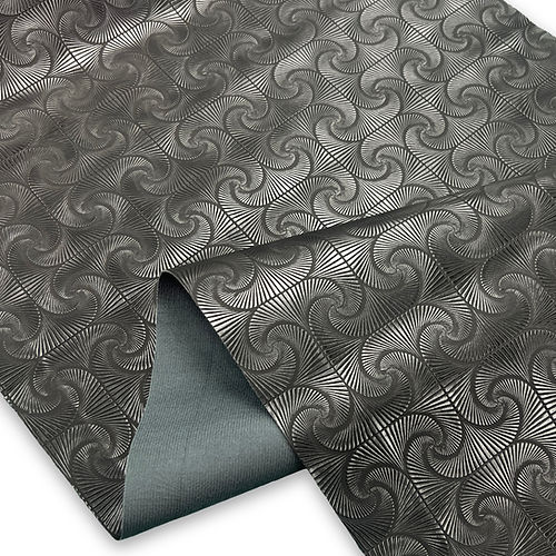 [SC3481] Faux Leather Black Geometric Swirl