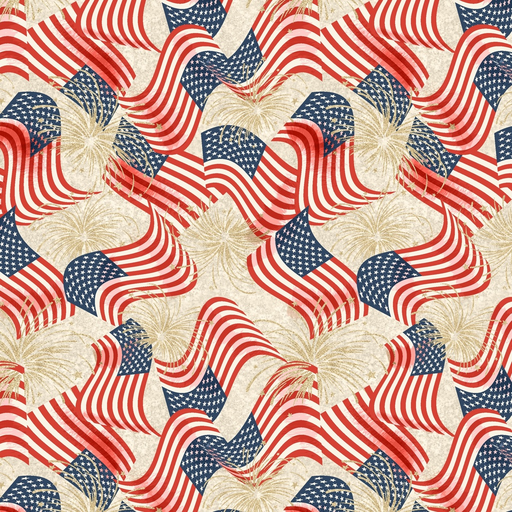 [W140-004-035] Stripes and Stars Flags and Fireworks Cream