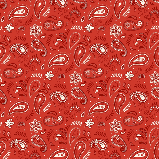 [W140-007-303] Stripes and Stars Paisley Red