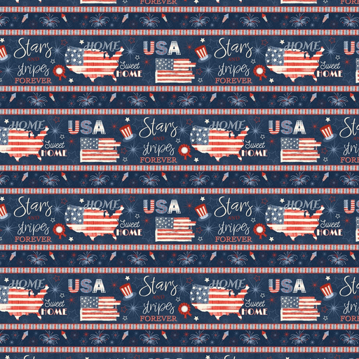 [W140-002-817] Stripes and Stars Repeating Stripe Multi