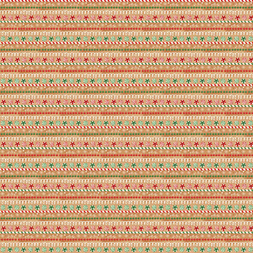 [24616Tan] Very Merry Gingerbread Iced Candy Stripe