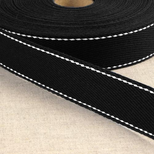 [1125F30 14] 1" Black Webbing/White Stitches